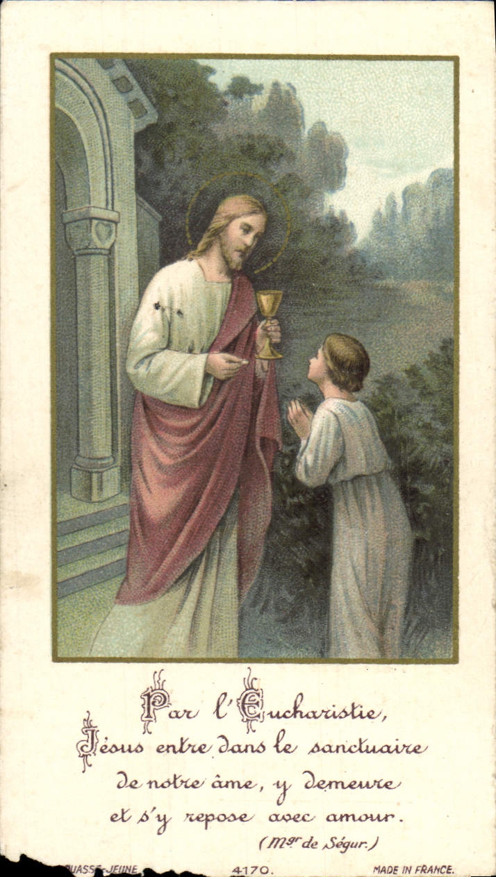 Holy picture Notre Dame Communion of the Wish Cherbourg May 19th, 1952 Marcel Morel