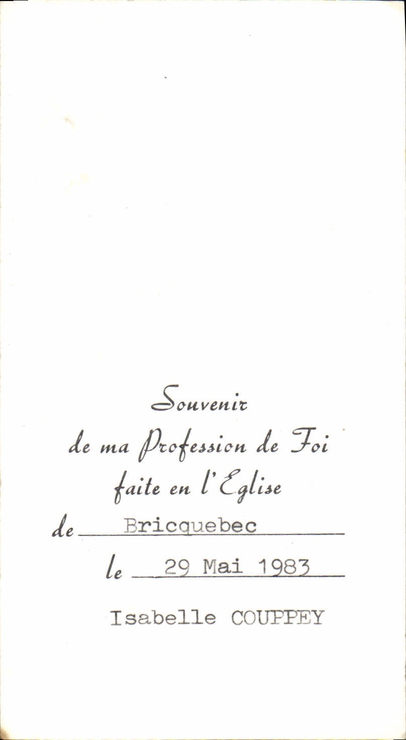 Image pieuse Profession Bricquebec 29 mai 1983 Isabelle Couppey