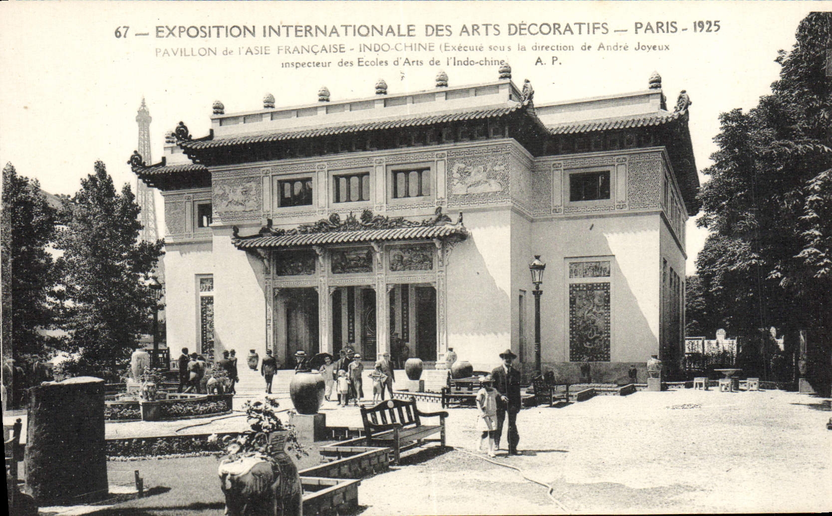 Exposición internacional de la POSTAL de la VENDIMIA de la casa decorativa de París 1925 de los artes del elefante francés de Asia Indochina