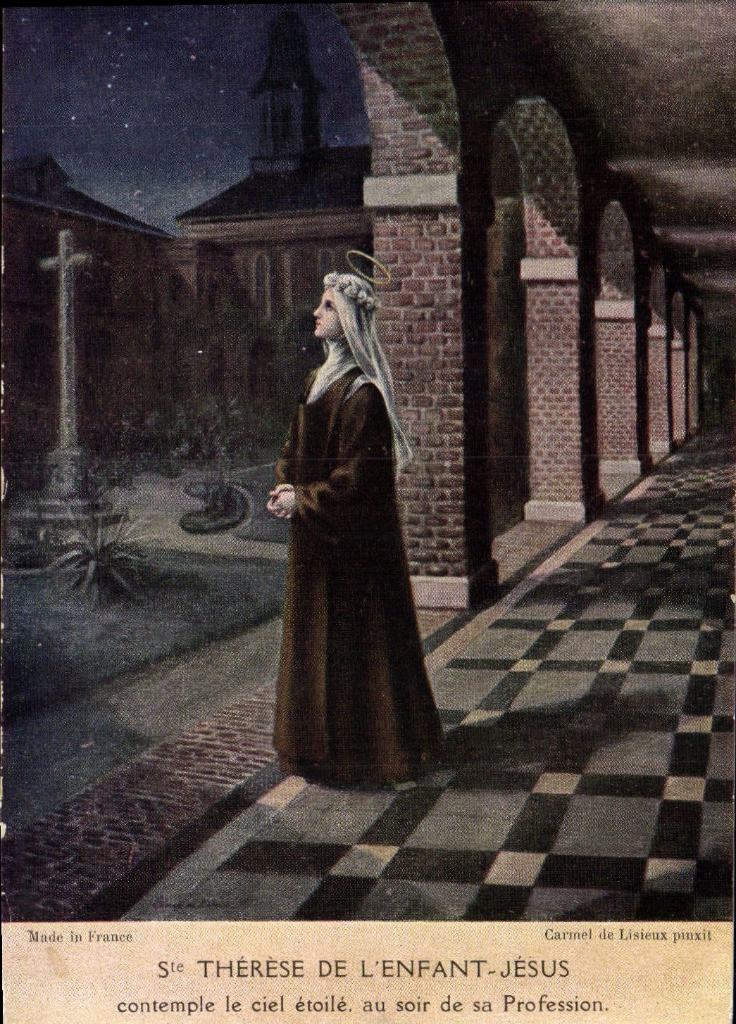 VINTAGE POSTCARD co. Therese Of the Jesus Child Etoile Contemplates the Sky At the Evening Of Its Profession