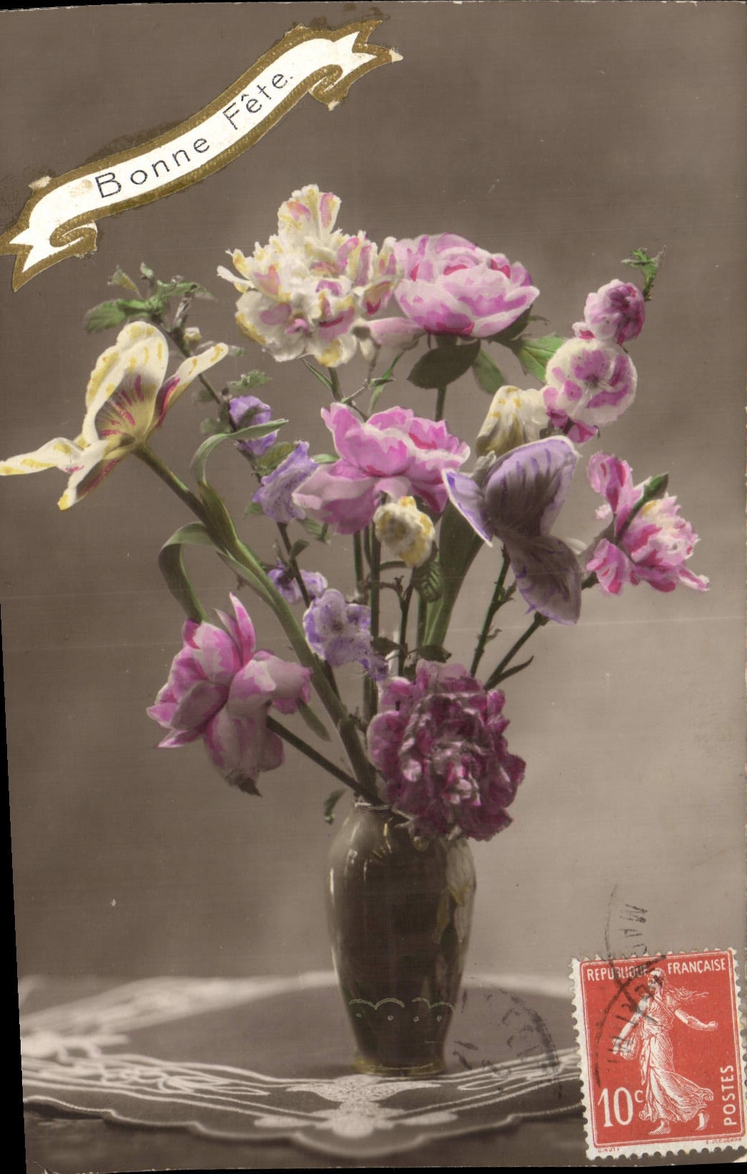 CPA Fantaisie Fleurs Bonne Fete