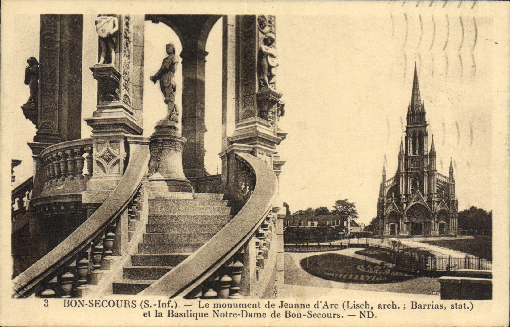 VINTAGE POSTCARD Good Help the Monument Of Jeanne d' Arc And the Basilica Notre Dame De Bon Help