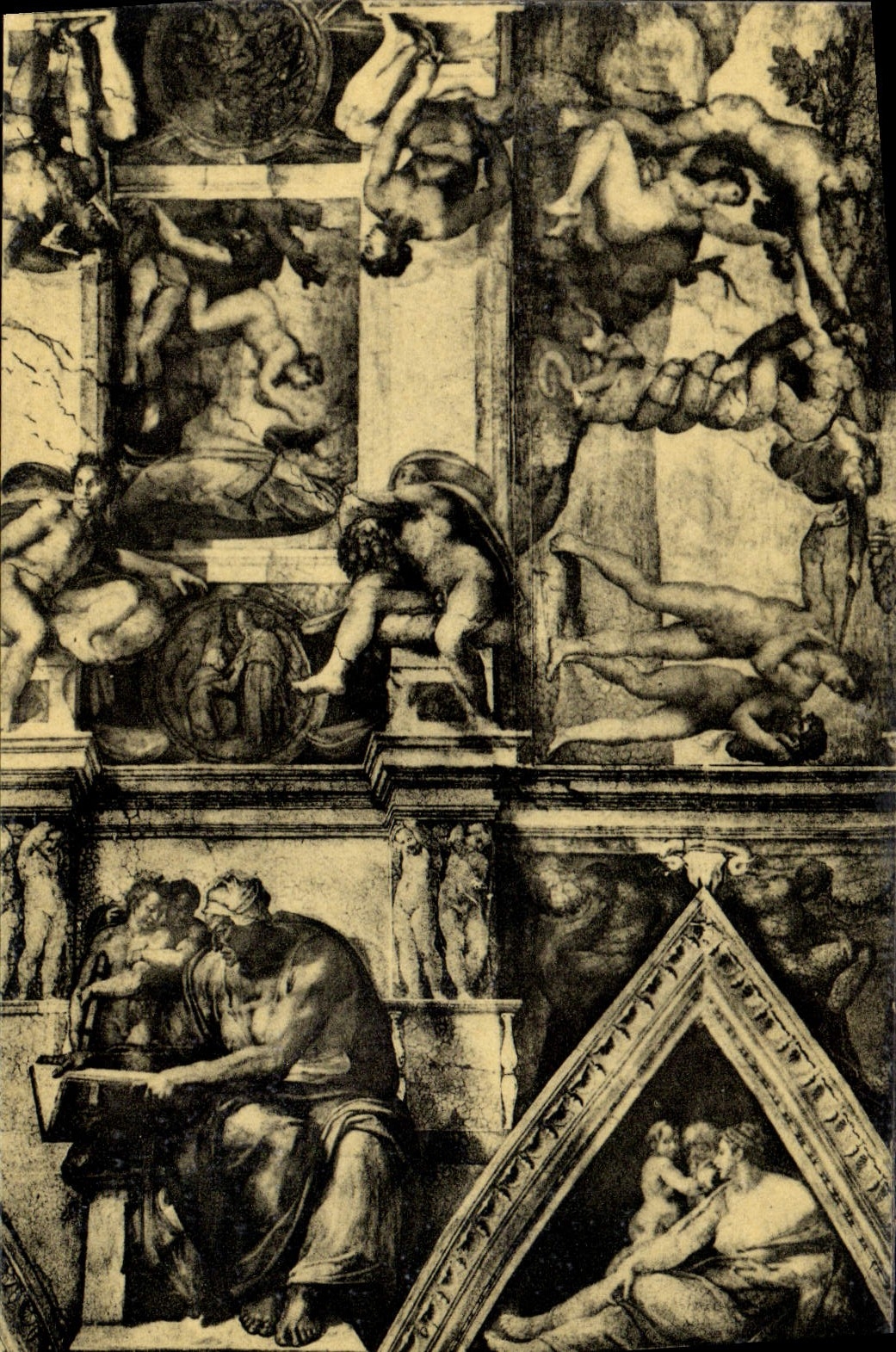 VINTAGE POSTCARD Michel Angel Rome Palate Of the Vatican Sixtine Vault the creation of the woman the original sin the Sibyl of Cumes
