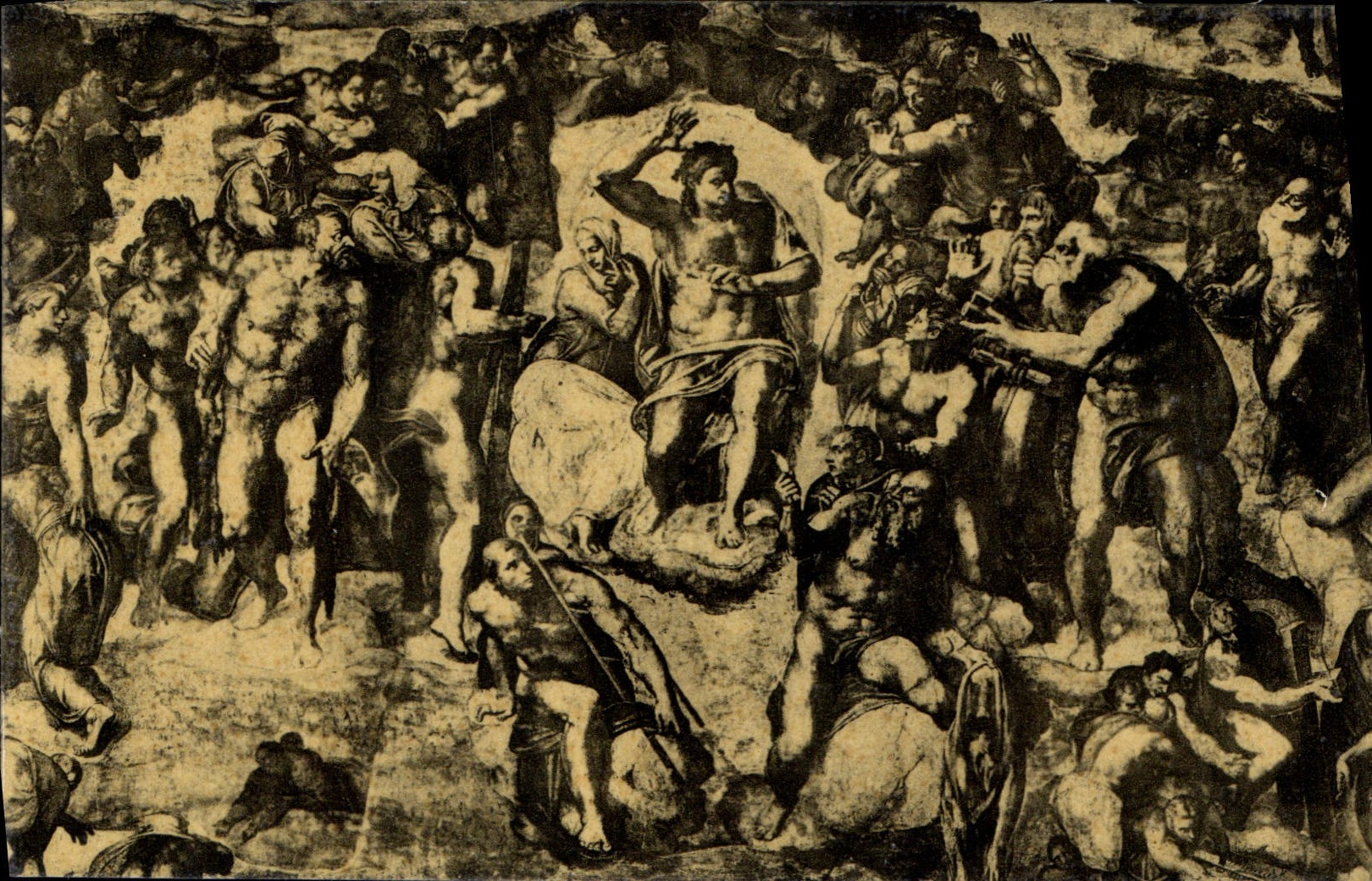 VINTAGE POSTCARD Michel Angel Rome Palate Of the Vatican Sixtine Vault Christ and the virgin surround by Saints