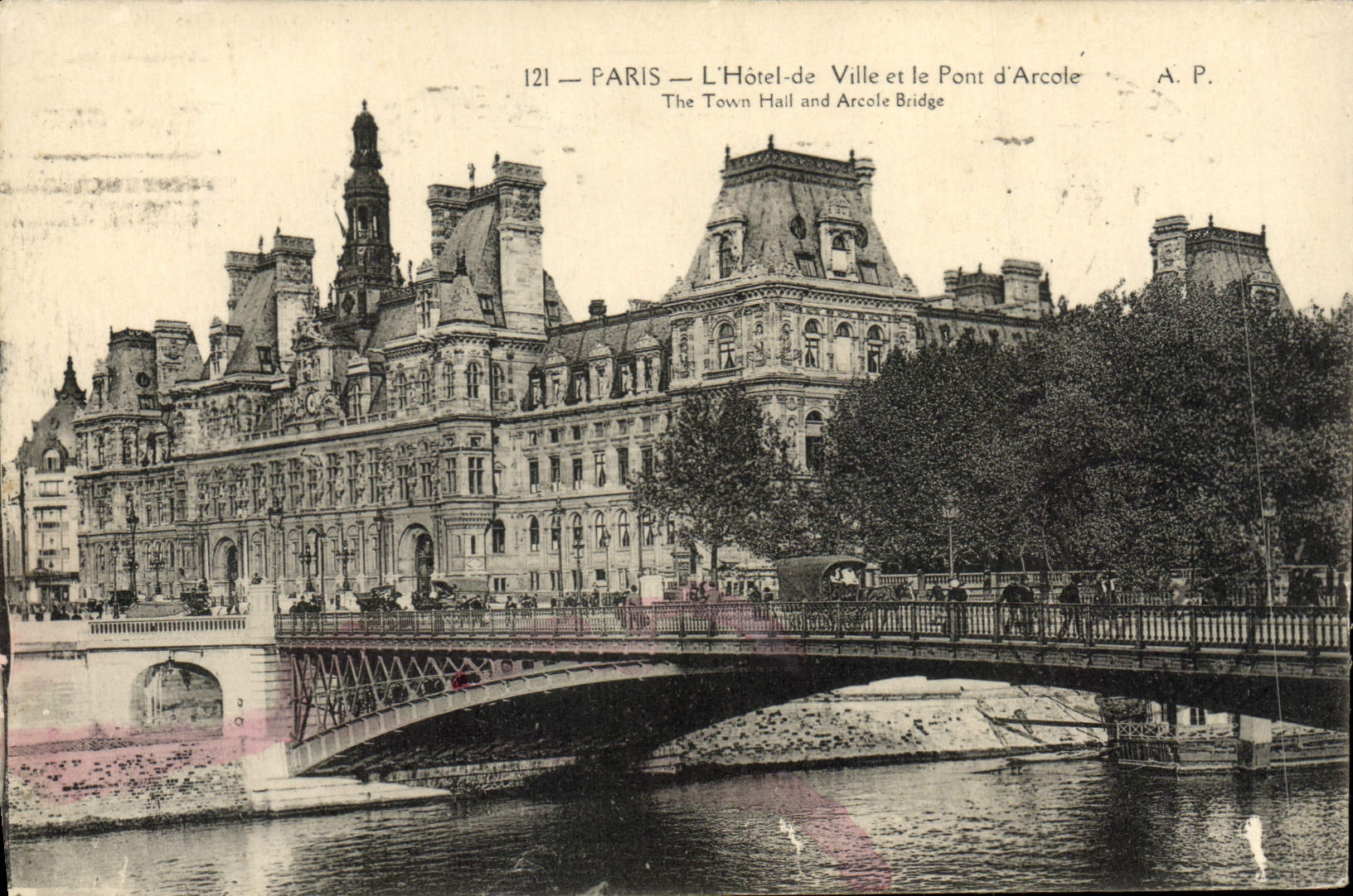CPA Paris L'Hotel De Ville Et Le Pont D'Arcole