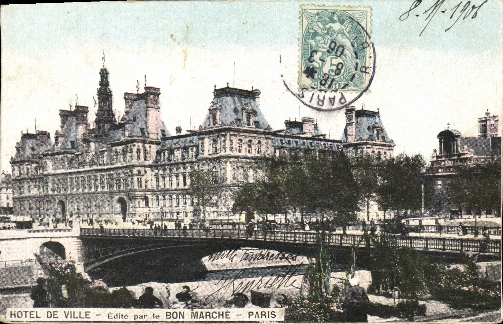 CPA Hotel De Ville Par Le Bon Marche Paris Marche aux fleurs