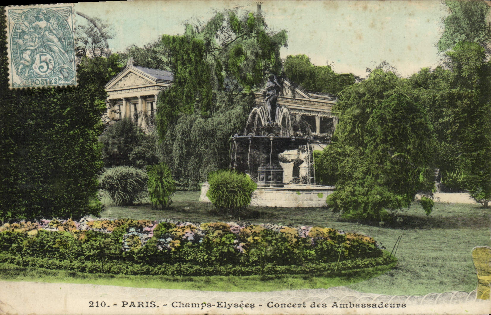 VINTAGE POSTCARD Paris Champs Elysées Concert Of the Ambassadors