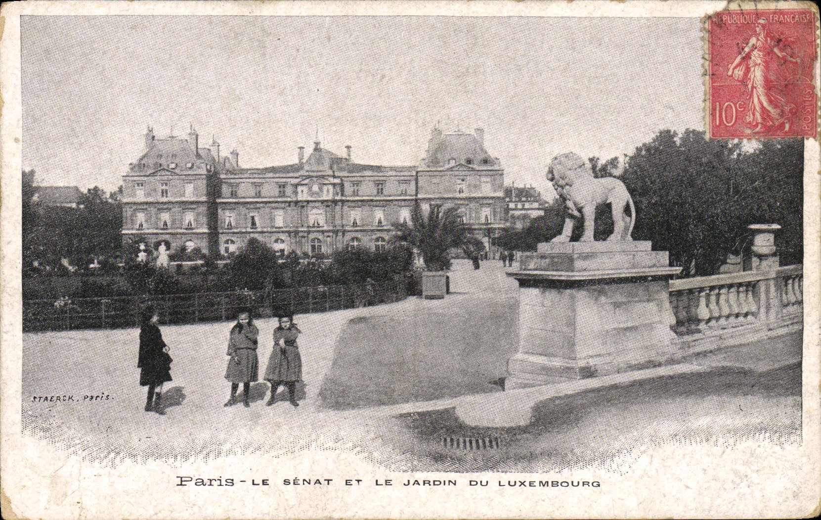 VINTAGE POSTCARD Paris the Senate And the Garden Of Luxembourg Children
