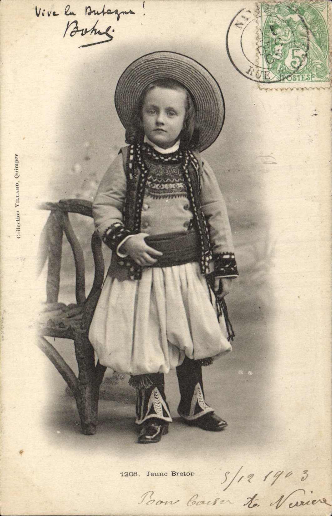 VINTAGE POSTCARD Young Breton Child Folklore