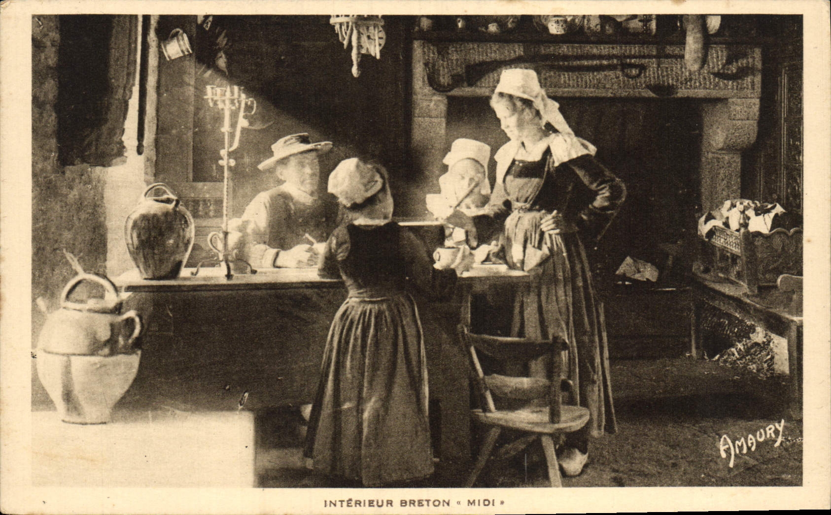 CPA Interieur Breton Midi Folklore