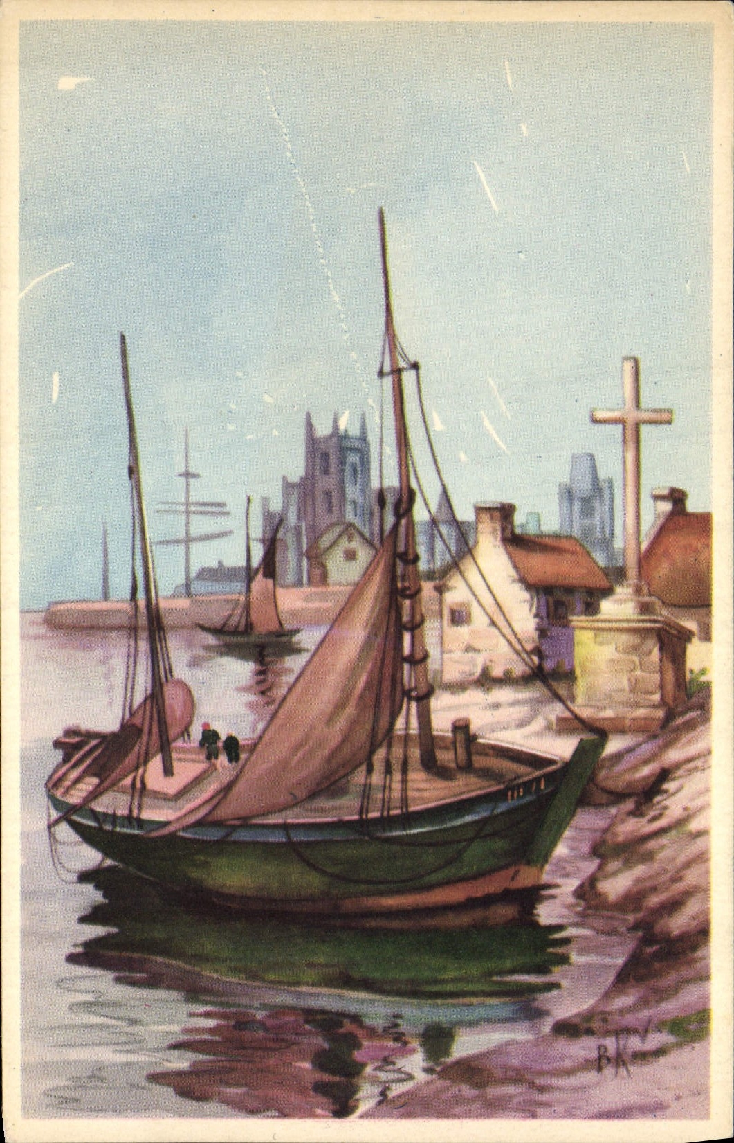 CPA Fantaisie Bateau de peche 