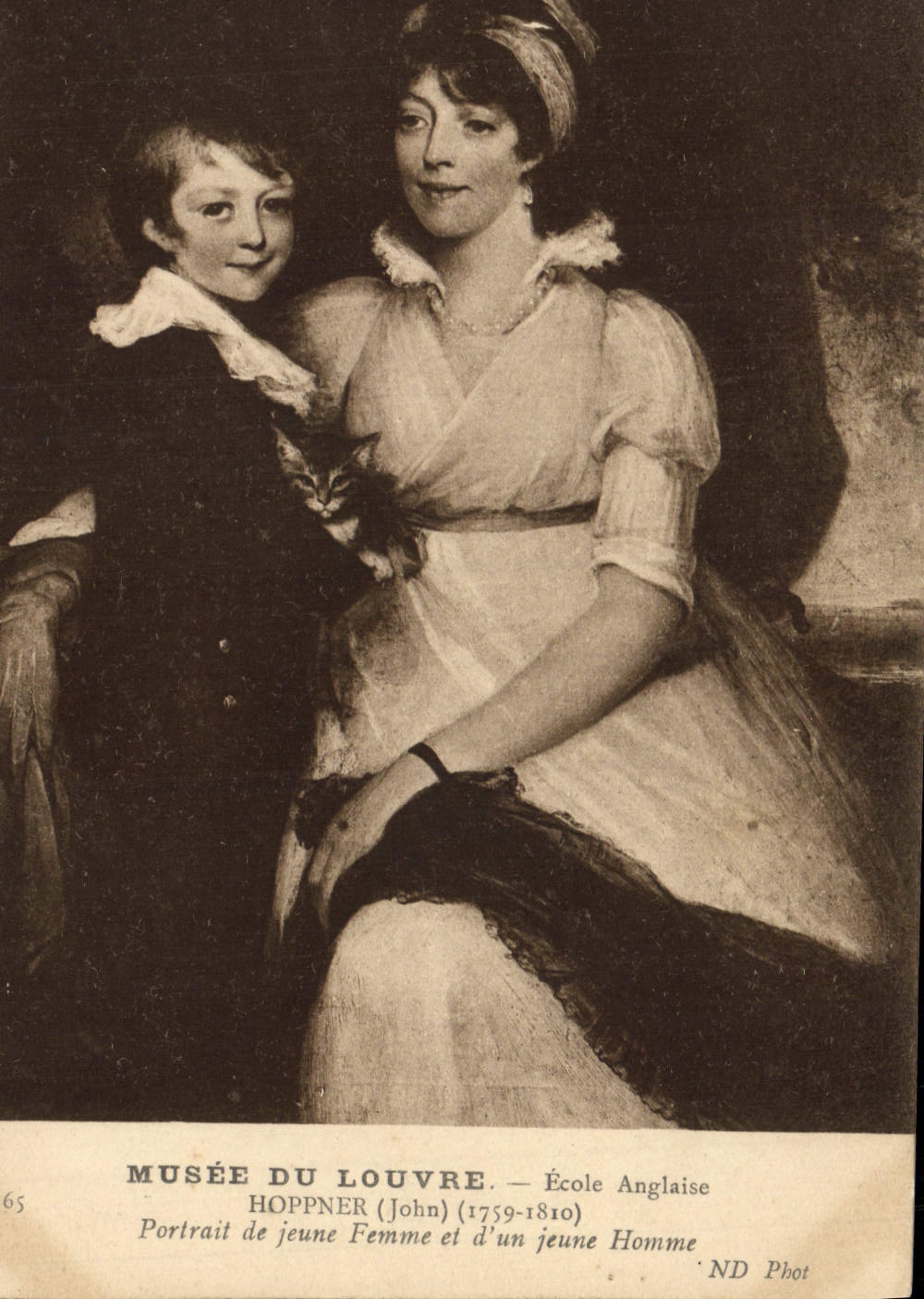 VINTAGE POSTCARD Museum Of Louvre Hoppner Portrait Of Young woman And a Man