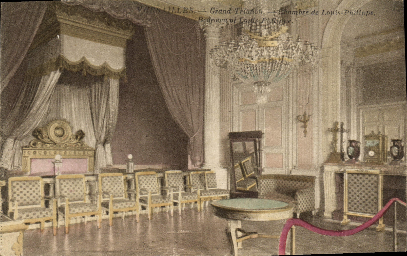 VINTAGE POSTCARD Versailles Large Trianon room Of Louis Philippe