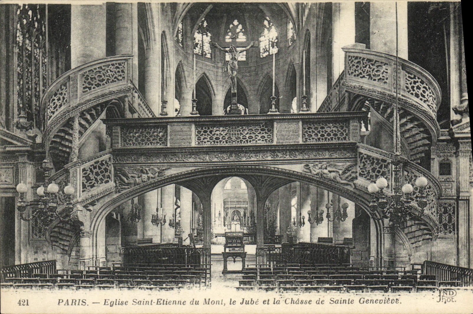 VINTAGE POSTCARD Paris the Church Holy Etienne Of the Mount Jube And the Hunting Of Sainte Genevieve