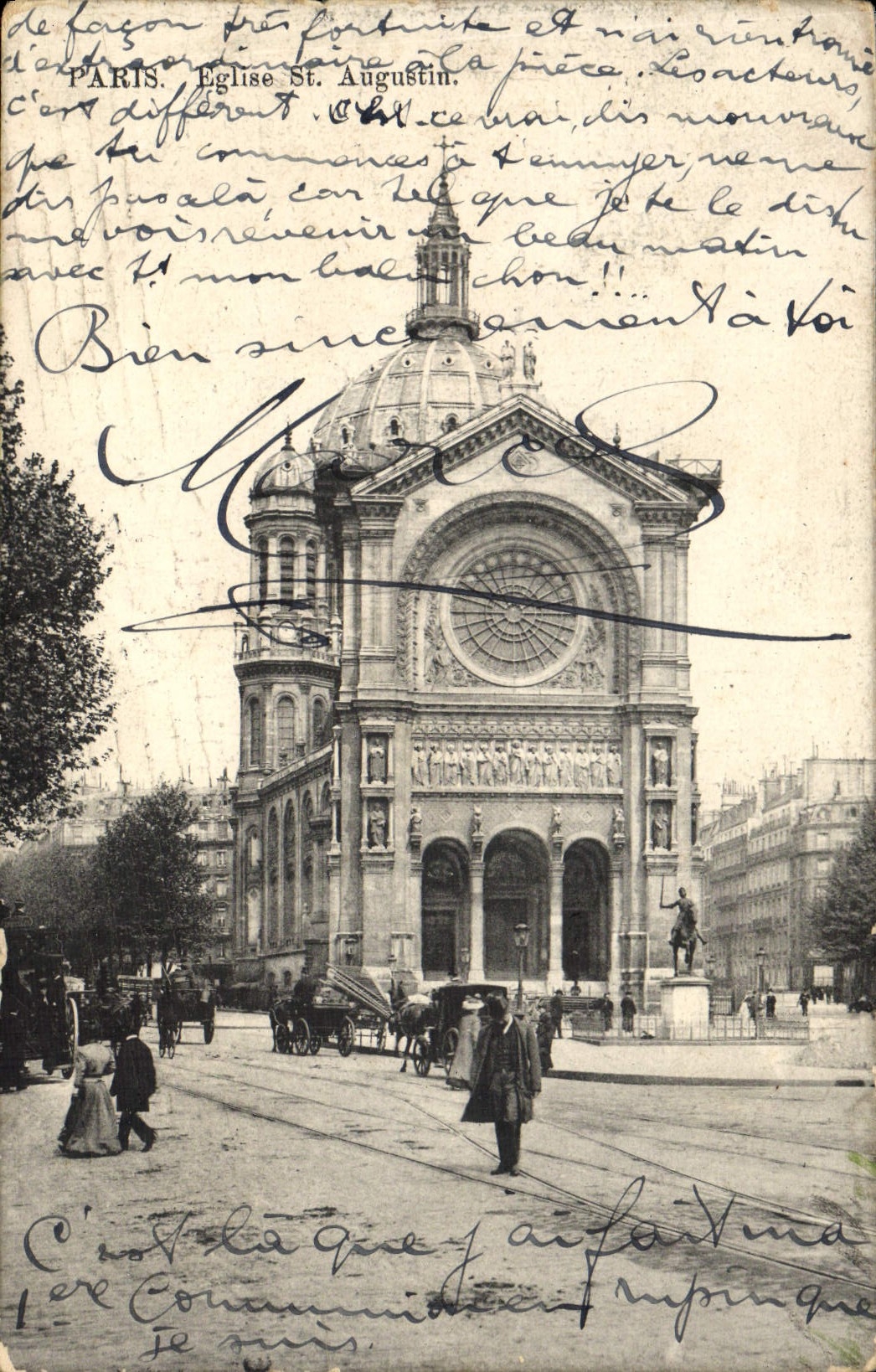 VINTAGE POSTCARD Paris Church St Augustin
