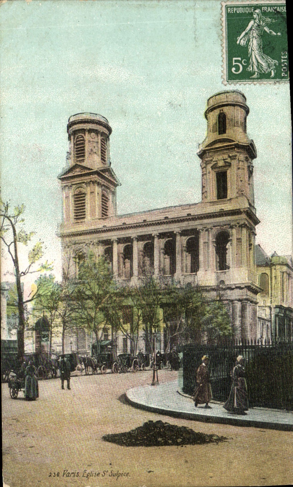 VINTAGE POSTCARD Paris Church St Sulpice