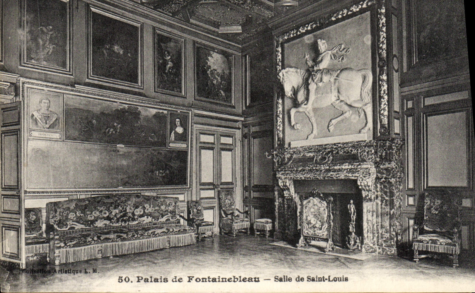 VINTAGE POSTCARD Palate De Fontainebleau Room Of Saint Louis