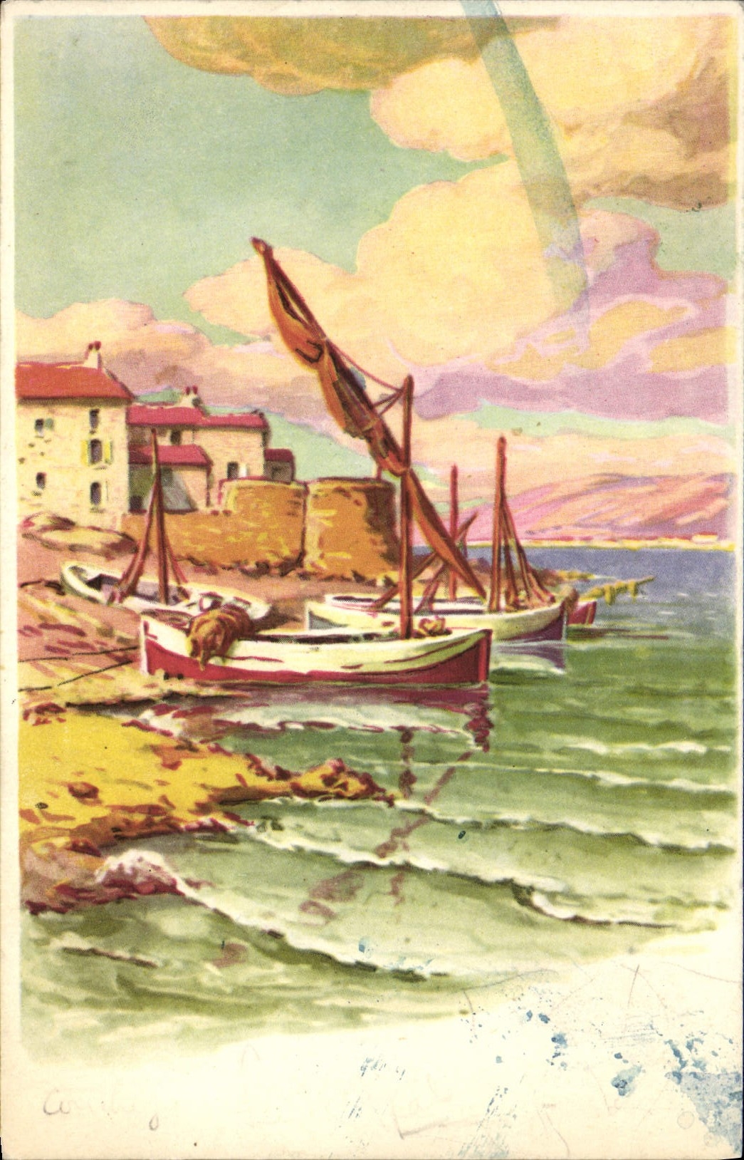 CPA Fantaisie Bateau de peche 