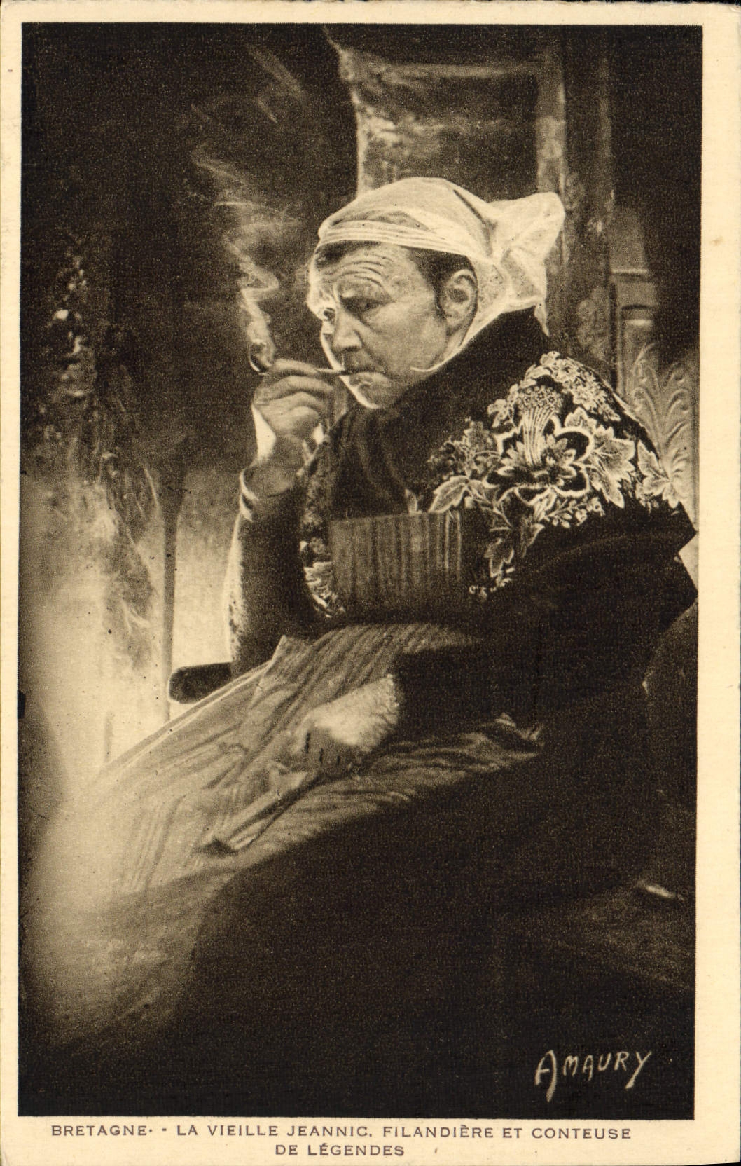 CPA Bretagne La Vieille Jeannic Filandiere Et conteuse De Legendes Folklore 