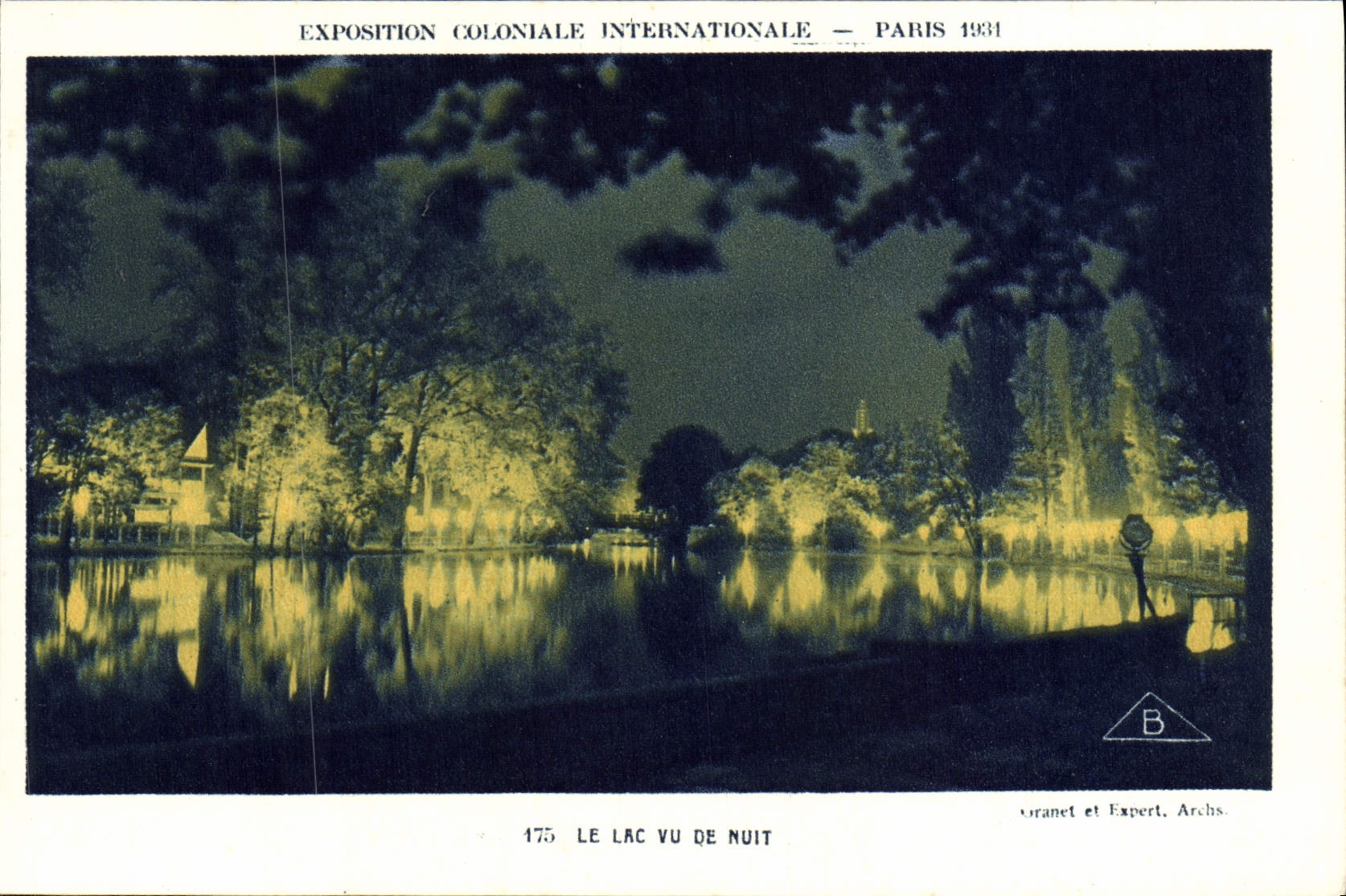 VINTAGE POSTCARD Fair Colonaiale International Paris the Lake Seen Of Night