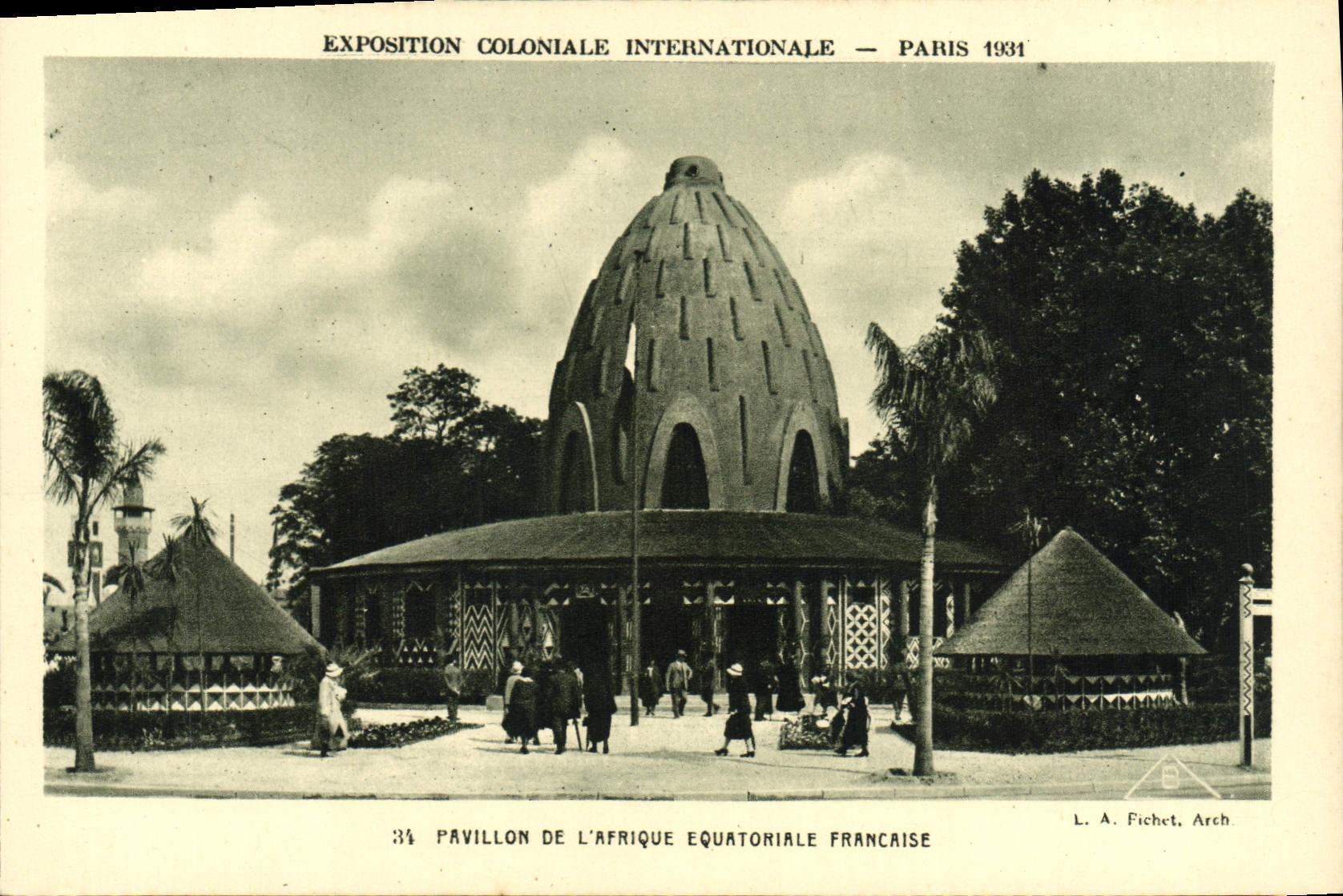 VINTAGE POSTCARD Fair Colonial International Paris 1931 House Of French Equatorial Africa