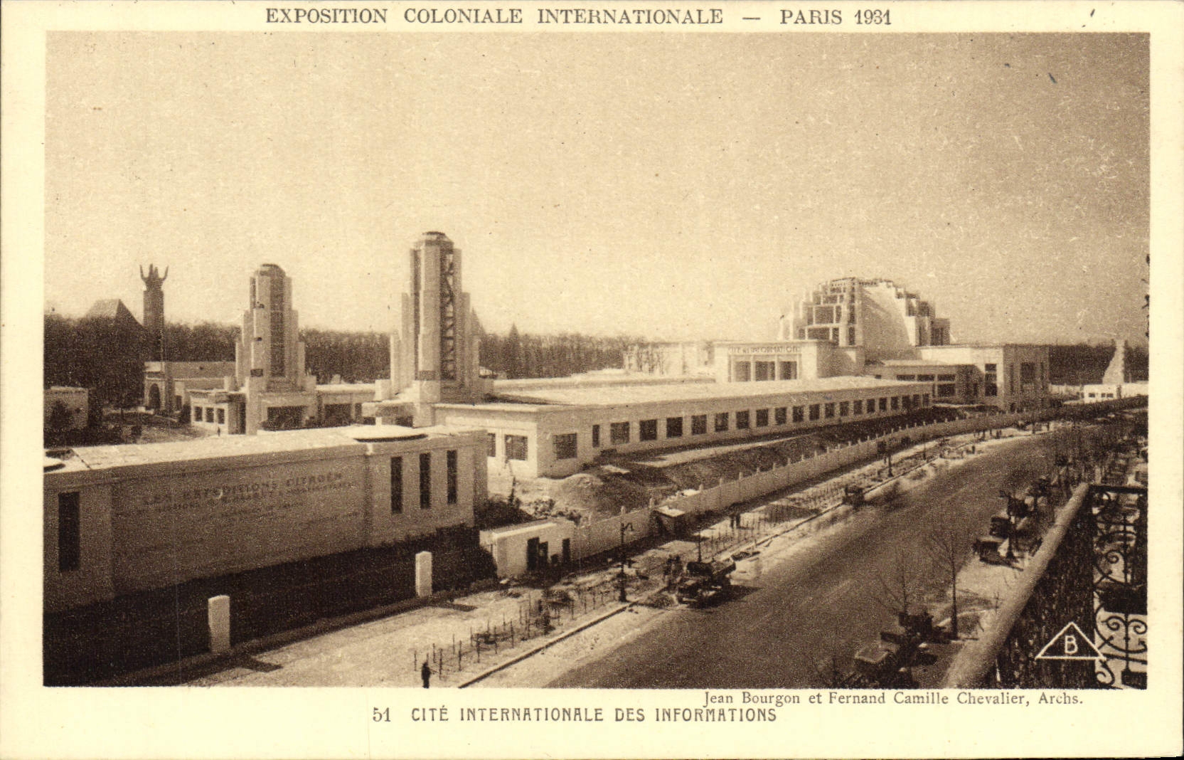 VINTAGE POSTCARD Fair Colonial International Paris 1931 Cite international Of Information
