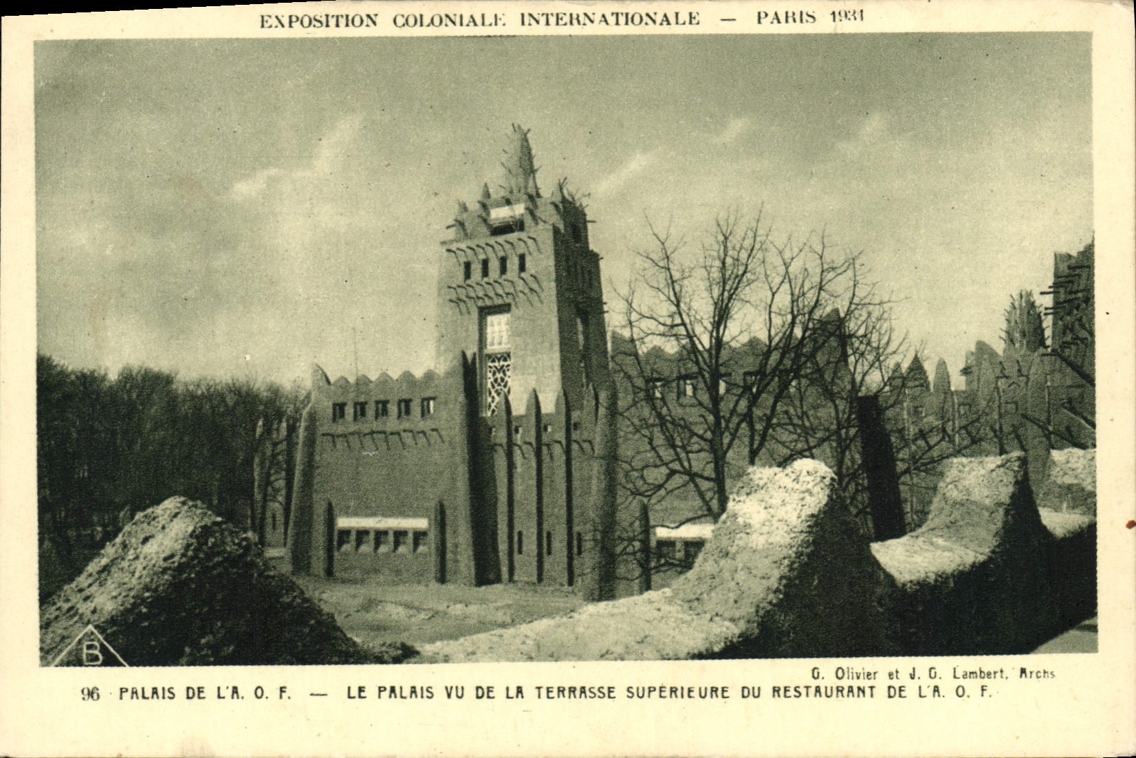 VINTAGE POSTCARD Fair Colonial International Paris Palate Of the Palate Seen Of the Higher Terrace Of the Restaurant Of the AOF
