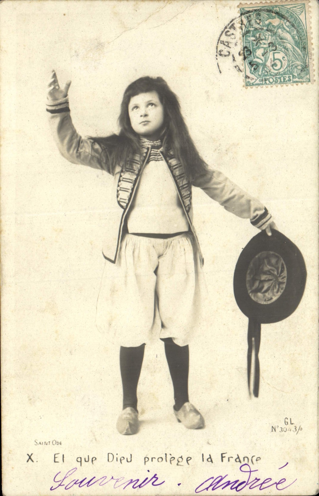 VINTAGE POSTCARD El That God Protects France Folklore Child