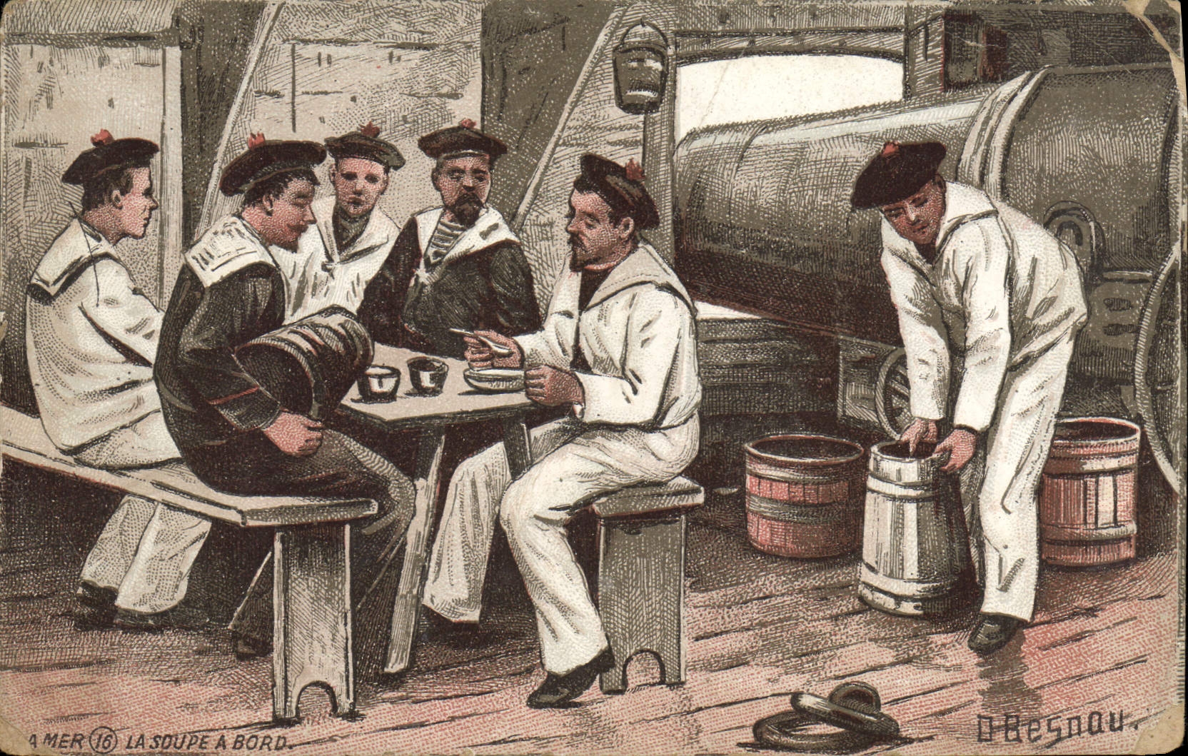 CPA La Vie du Marin La soupe a bord Militaria 