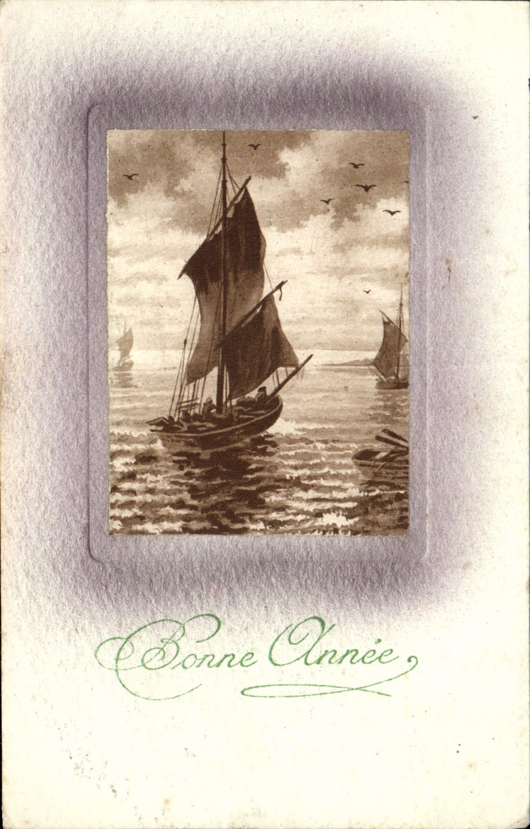 CPA Bonne Annee Bateau 