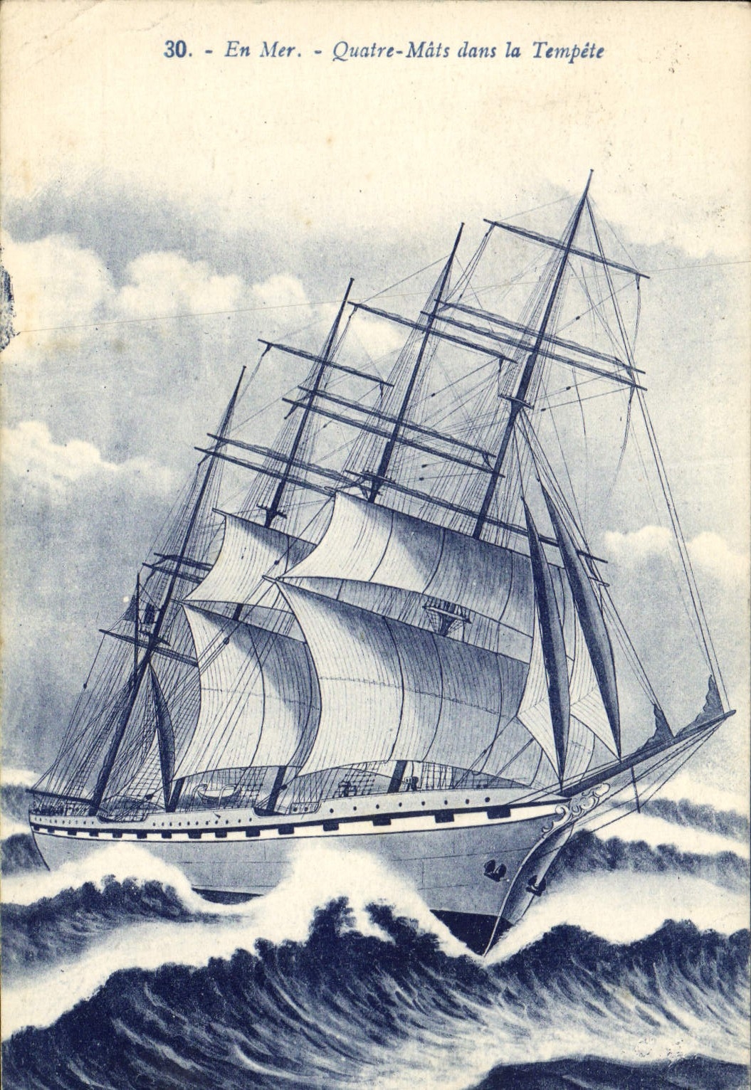 CPA Quatre Mats Dans la Tempete