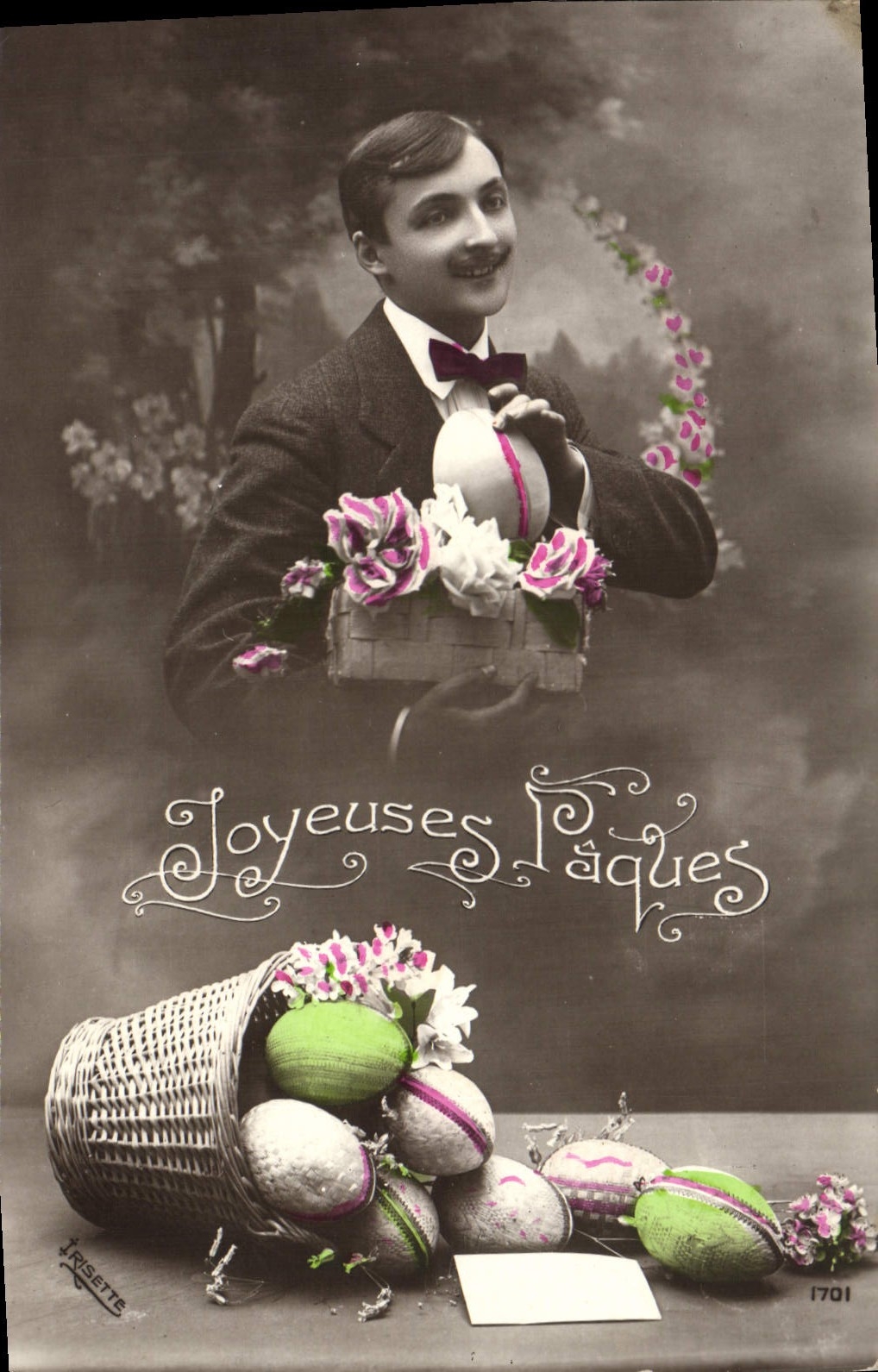 Huevos de Pascua del hombre de la fantasía de la POSTAL de la VENDIMIA