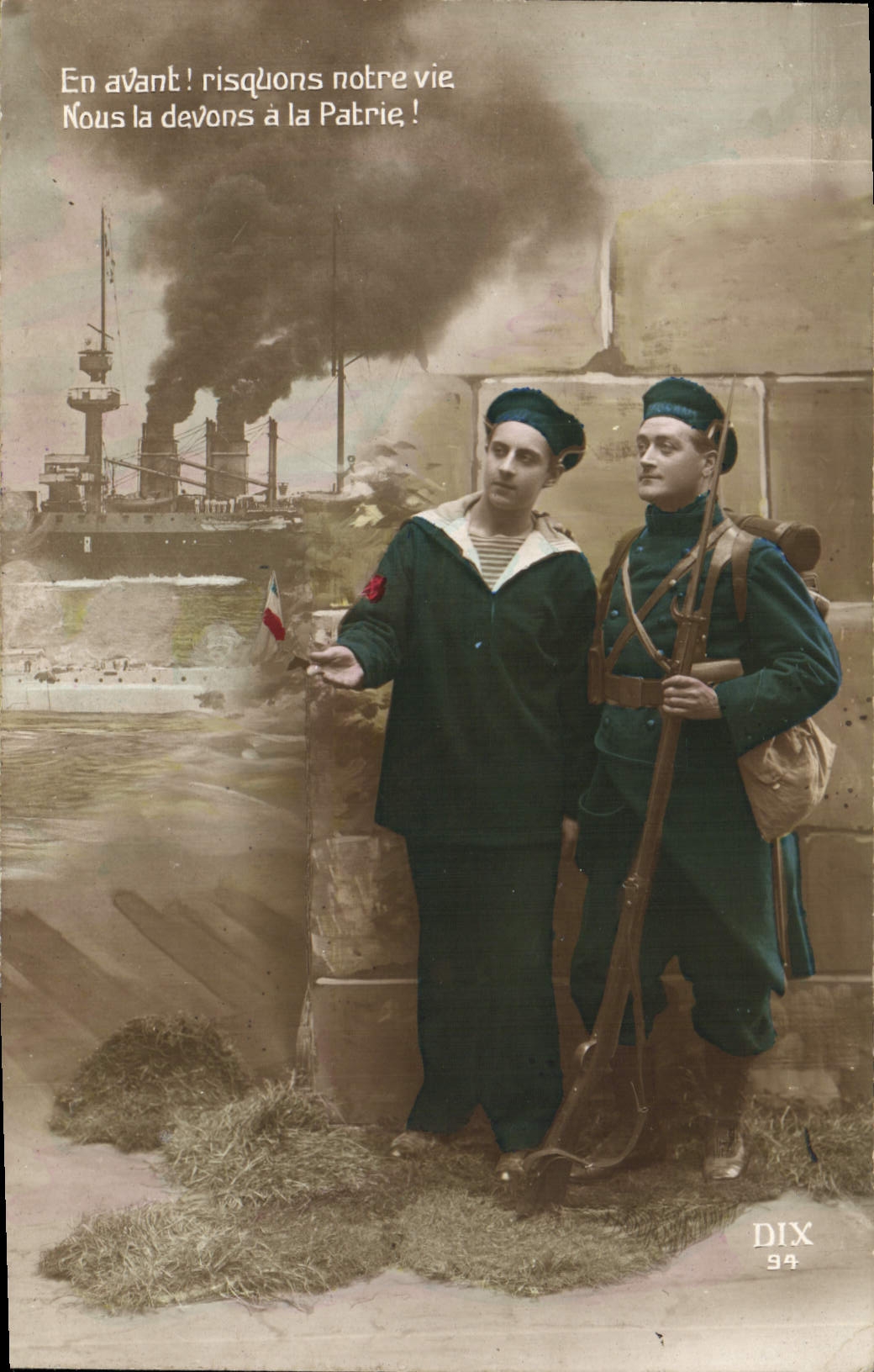 Barco de los marineros de la fantasía de la POSTAL de la VENDIMIA