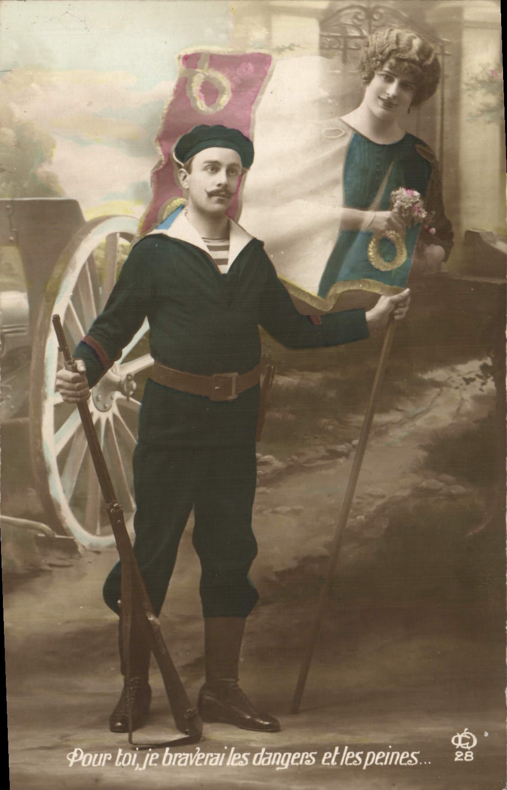 VINTAGE POSTCARD Fantasy Woman Canon Sailor