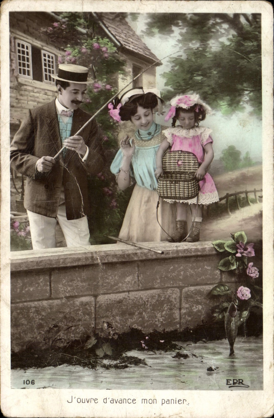 VINTAGE POSTCARD Fantaisie Child wife Fishes Sinning