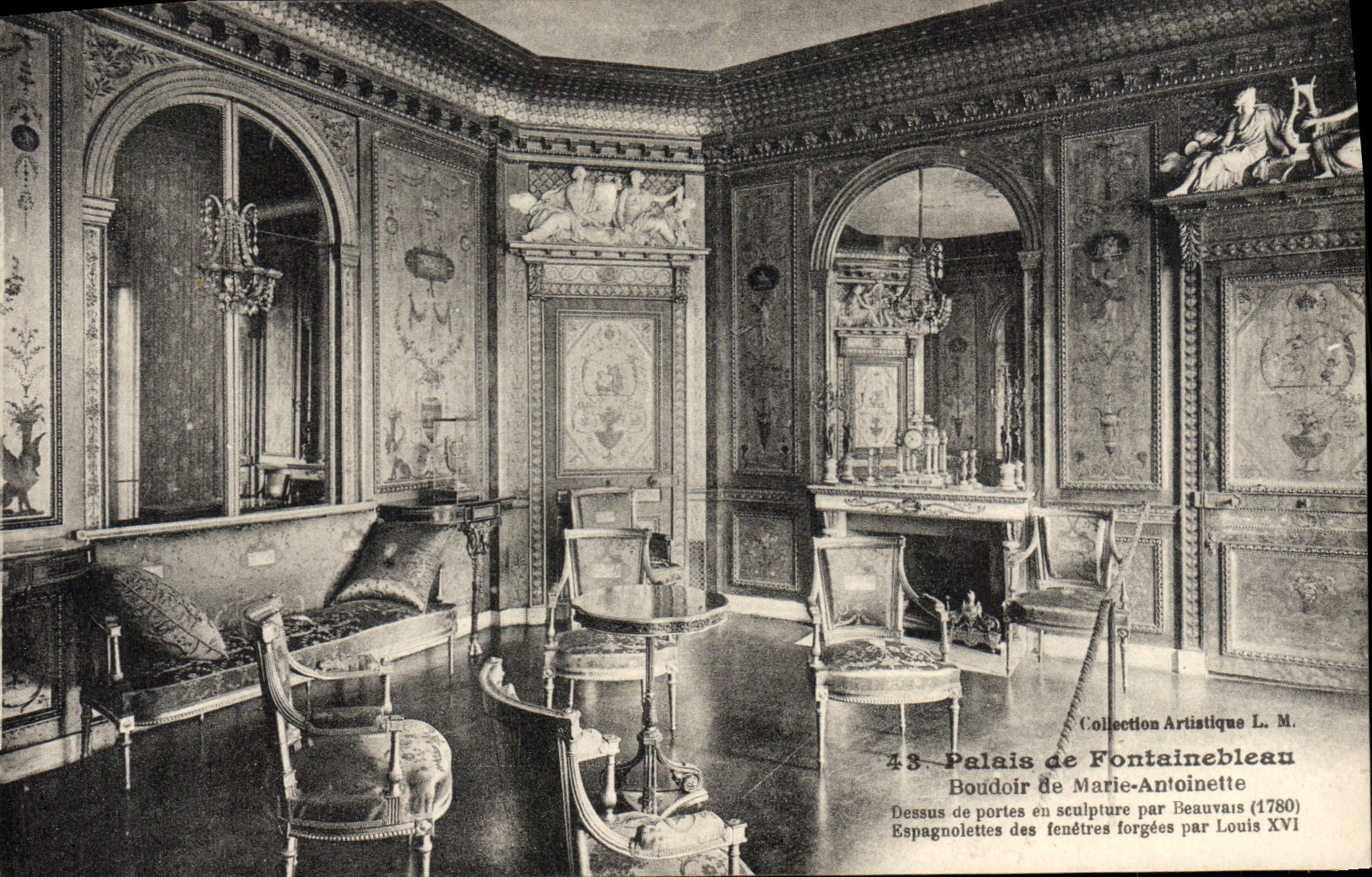 VINTAGE POSTCARD Palate of Fontainebleau Boudoir of Marie Antoinette