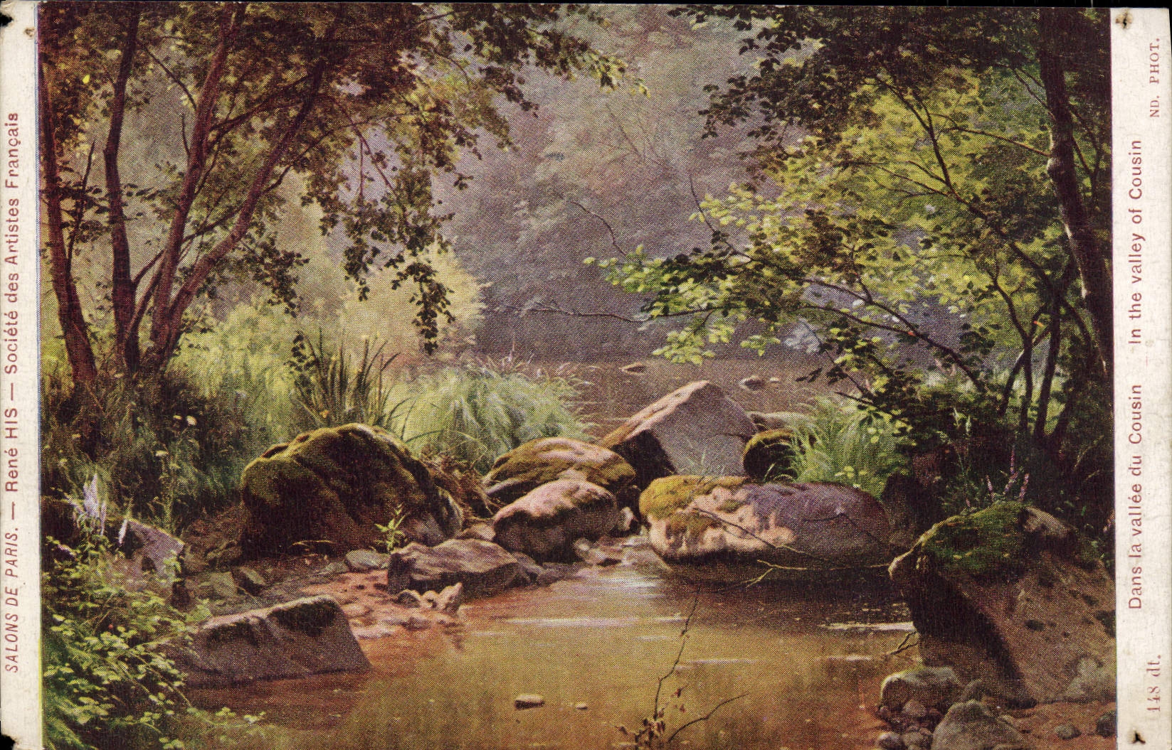 VINTAGE POSTCARD Paris Living room Rene His In the valley of the Cousin