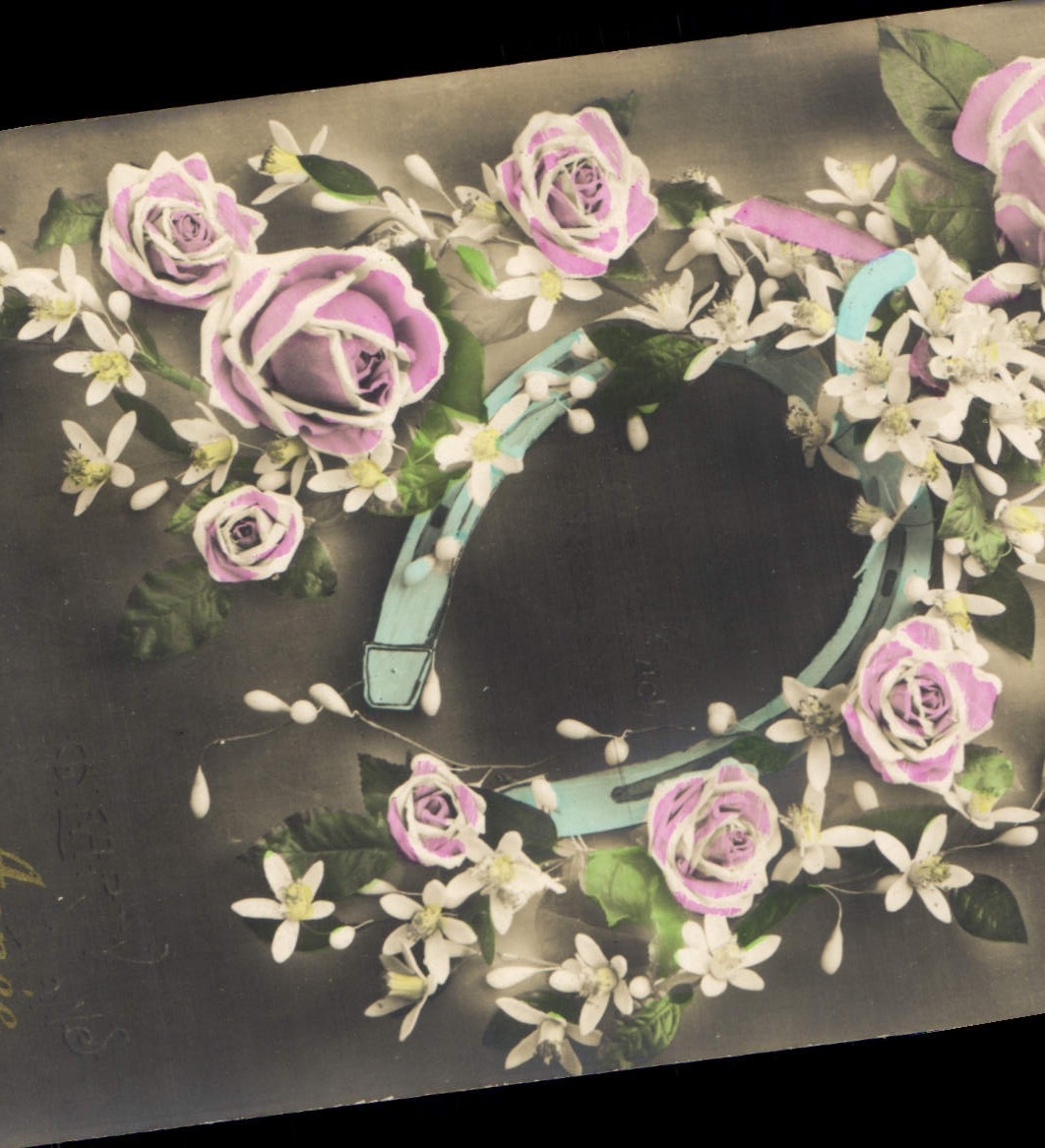 CPA Fantaisie Fleurs Fer a cheval