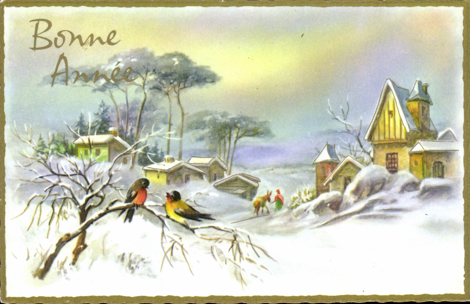 CPA Fantaisie Bonne annee Oiseaux