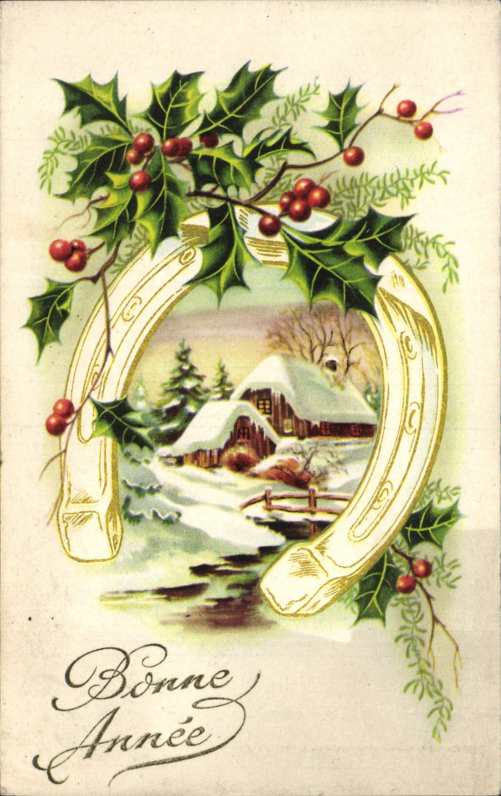 CPA Fantaisie Bonne annee Fer a cheval