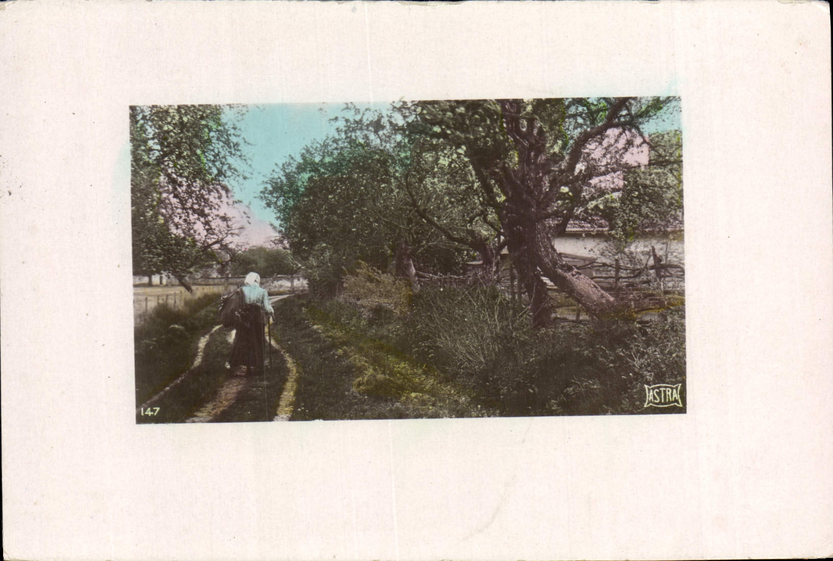 VINTAGE POSTCARD Fantasy Woman on a way Folklore