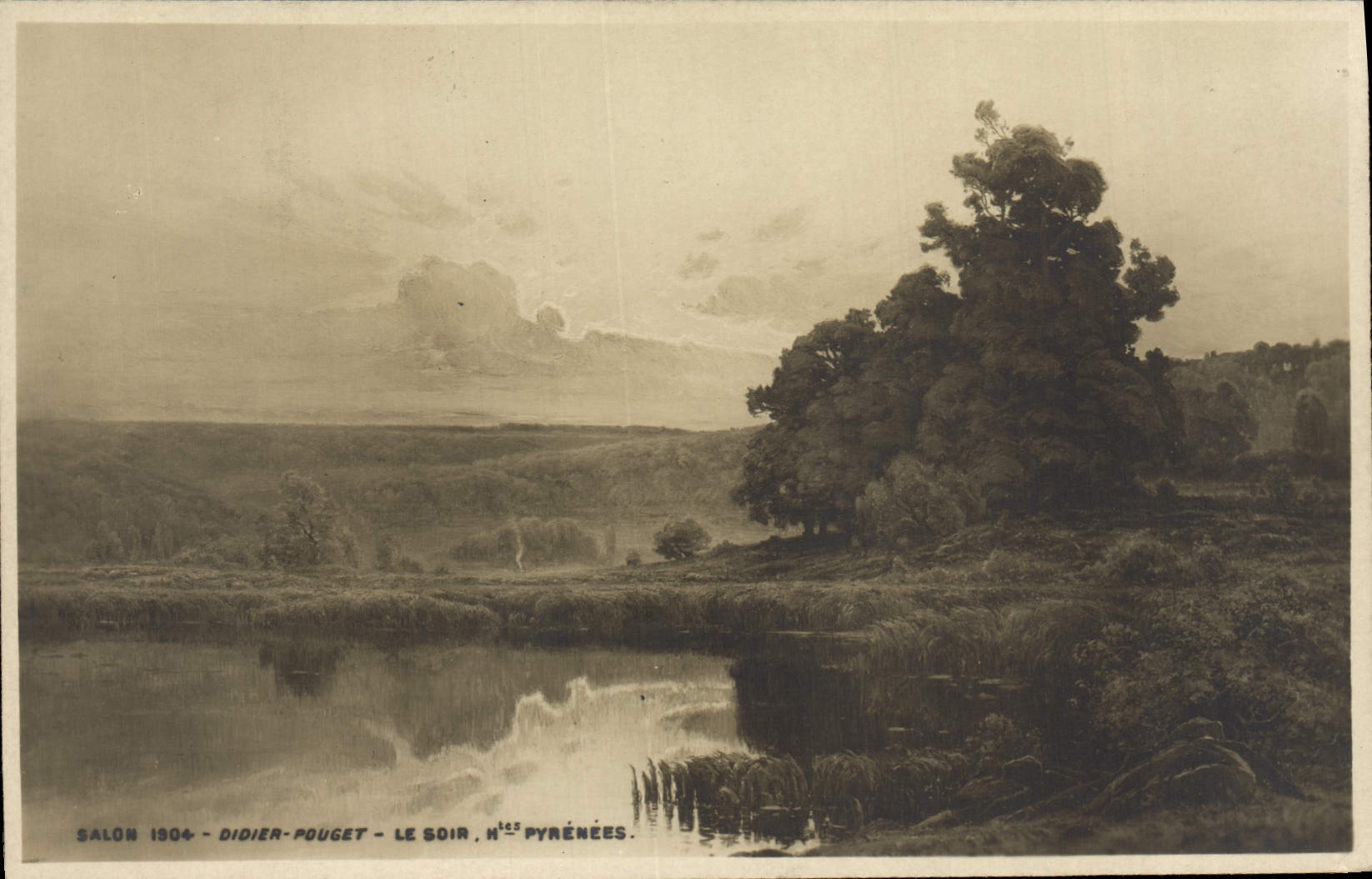 VINTAGE POSTCARD Fantasy Living room 1904 Didier Pouget the evening the High Pyrenees