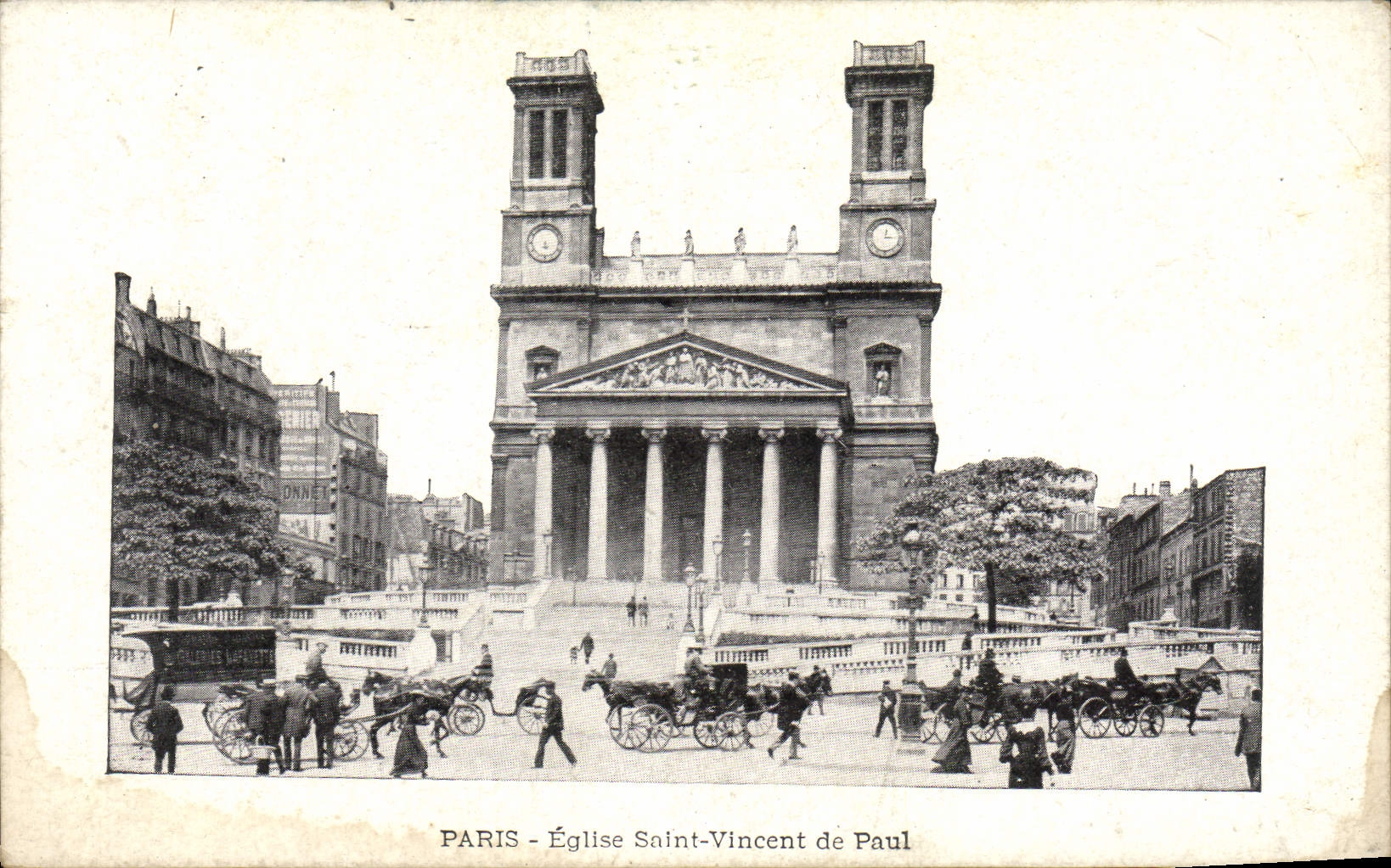 VINTAGE POSTCARD Paris Church Vincent Saint of Paul Barouche Lafayette Galleries