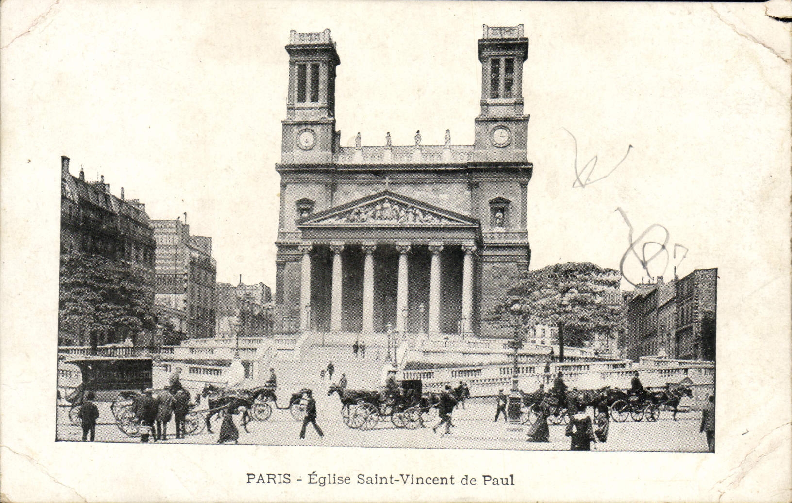 VINTAGE POSTCARD Paris Church Vincent Saint of Paul Lafayette Galleries