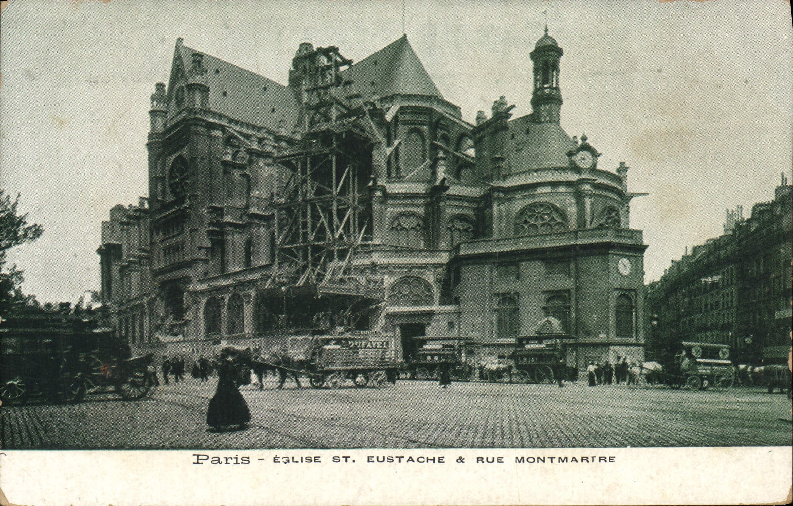 VINTAGE POSTCARD Paris Church Saint Eustace Street Montmartre