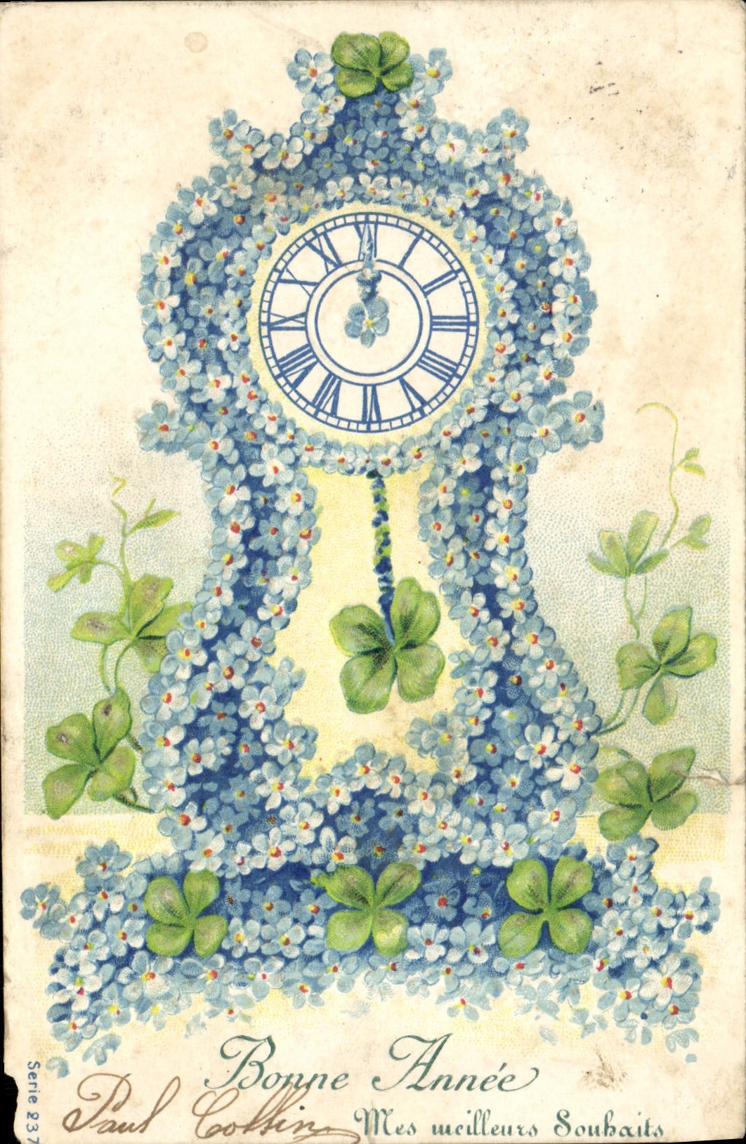 VINTAGE POSTCARD Fantasy Flowers Clock