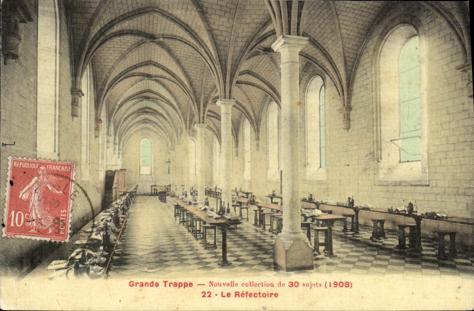 CPA Grande Trappe le refectoire (carte toilee)