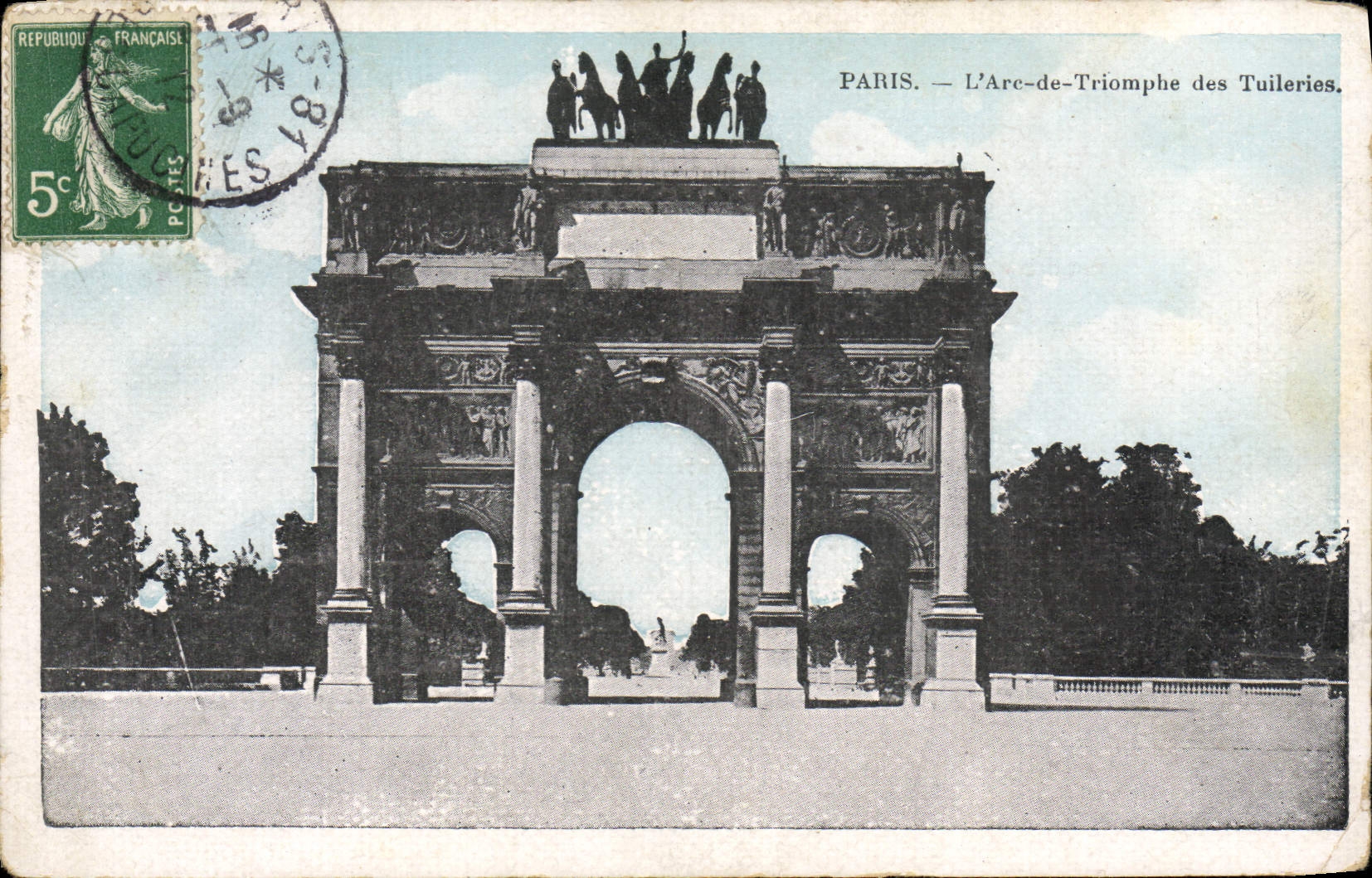 VINTAGE POSTCARD Paris Arc de Triomphe with Tileries