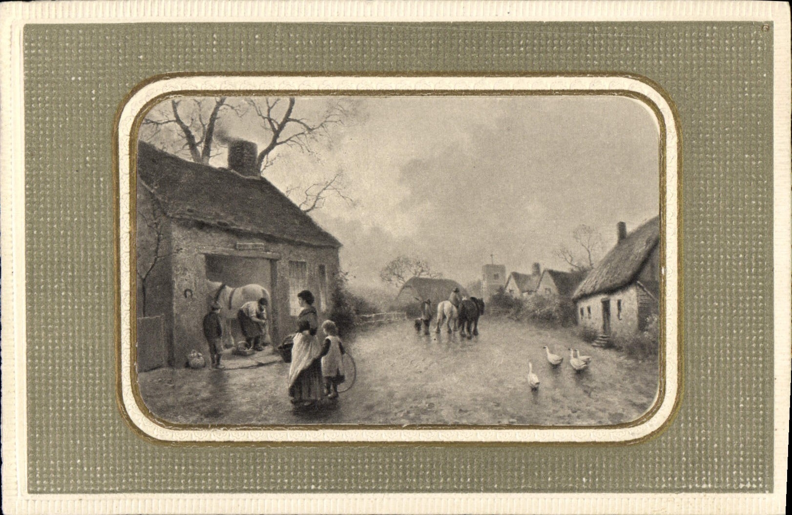 VINTAGE POSTCARD Fantasy In the countryside Horse