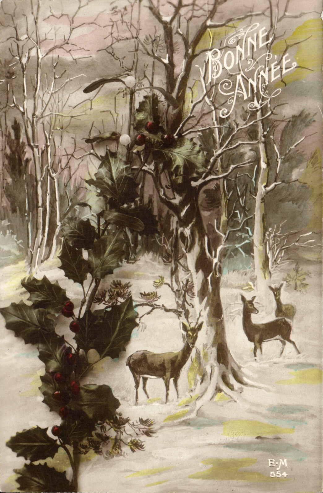 CPA Fantaisie Bonne annee Biche